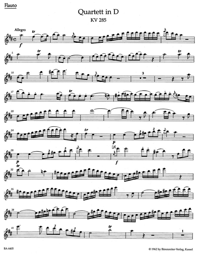 Quartets for Flute, Violin, Viola and Violoncello